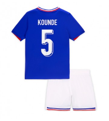 France Jules Kounde #5 Replica Home Stadium Kit for Kids Euro 2024 Short Sleeve (+ pants)